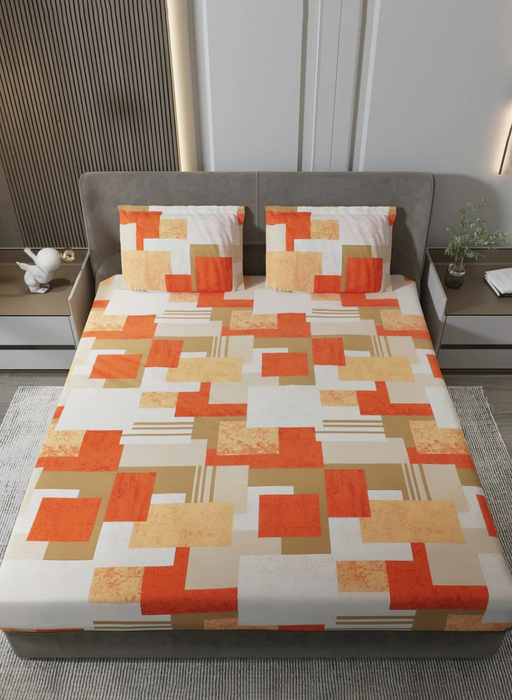 140TC Pure Cotton King Bedsheet with 2 Pillow Covers - Image 3