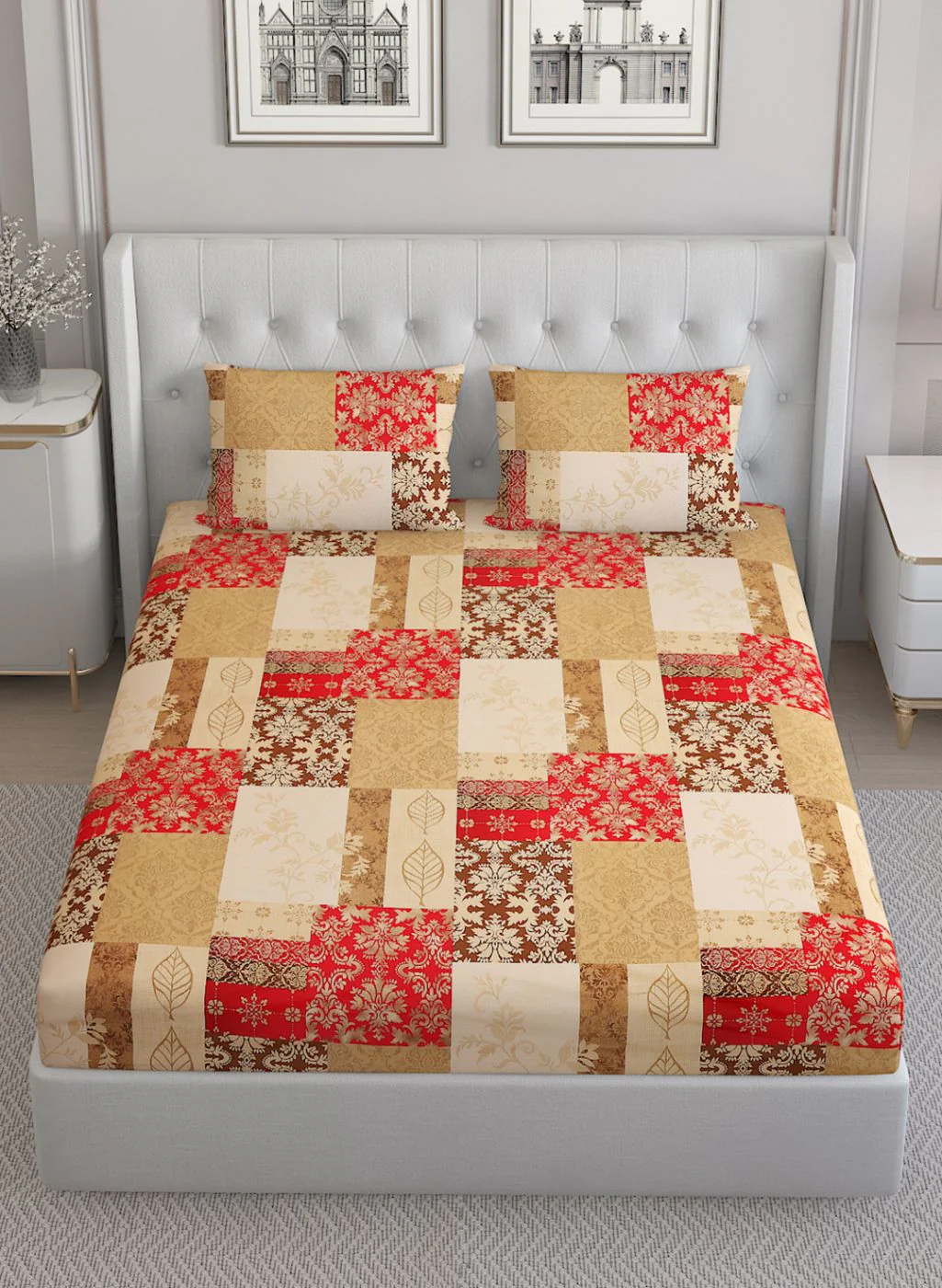 140TC Pure Cotton King Bedsheet with 2 Pillow Covers - Image 3