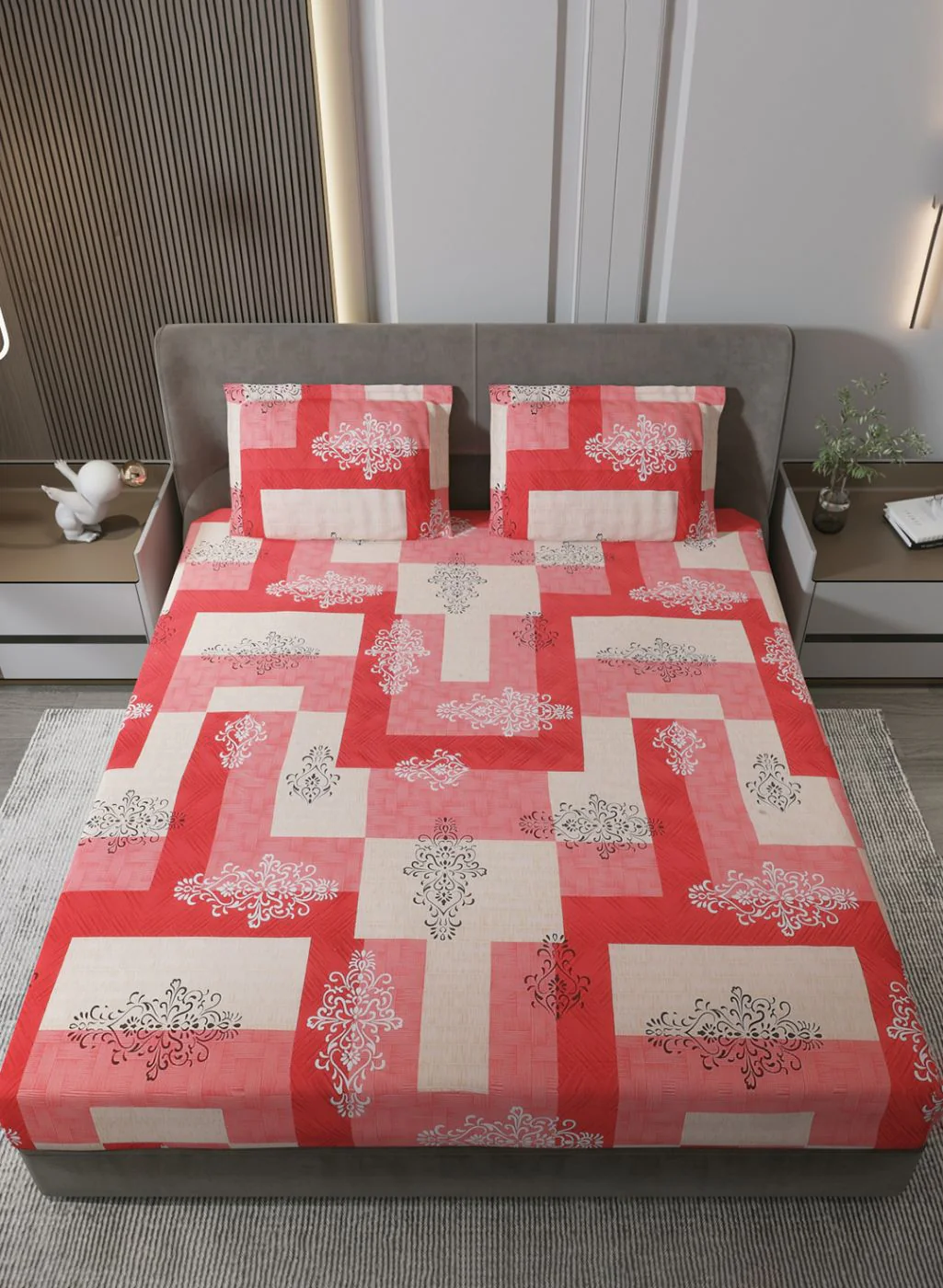 140TC Pure Cotton King Bedsheet with 2 Pillow Covers - Image 3