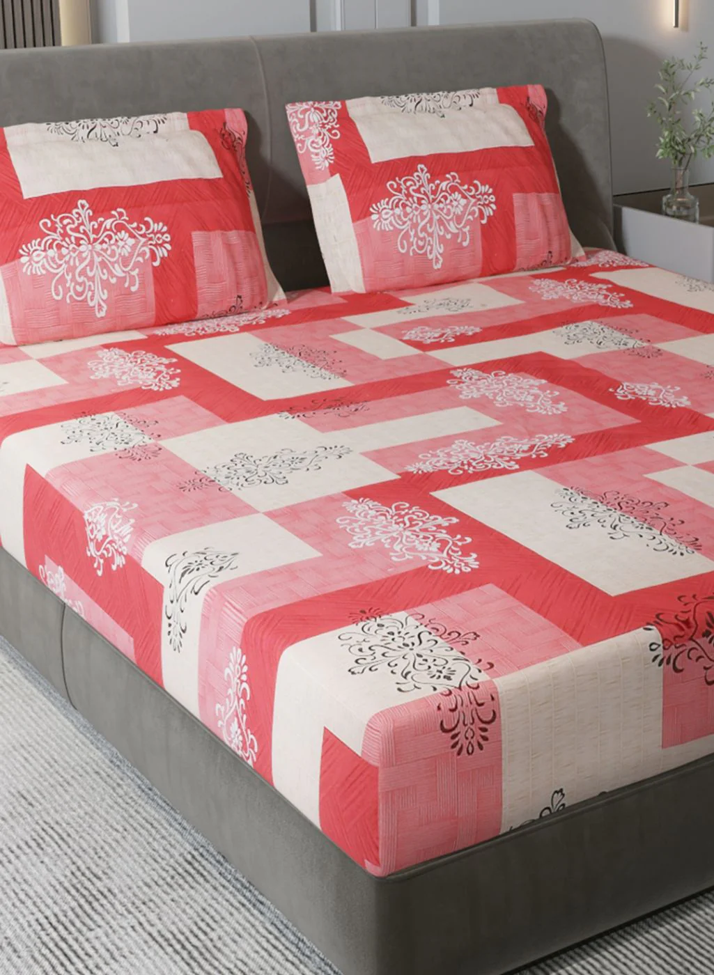 140TC Pure Cotton King Bedsheet with 2 Pillow Covers - Image 4