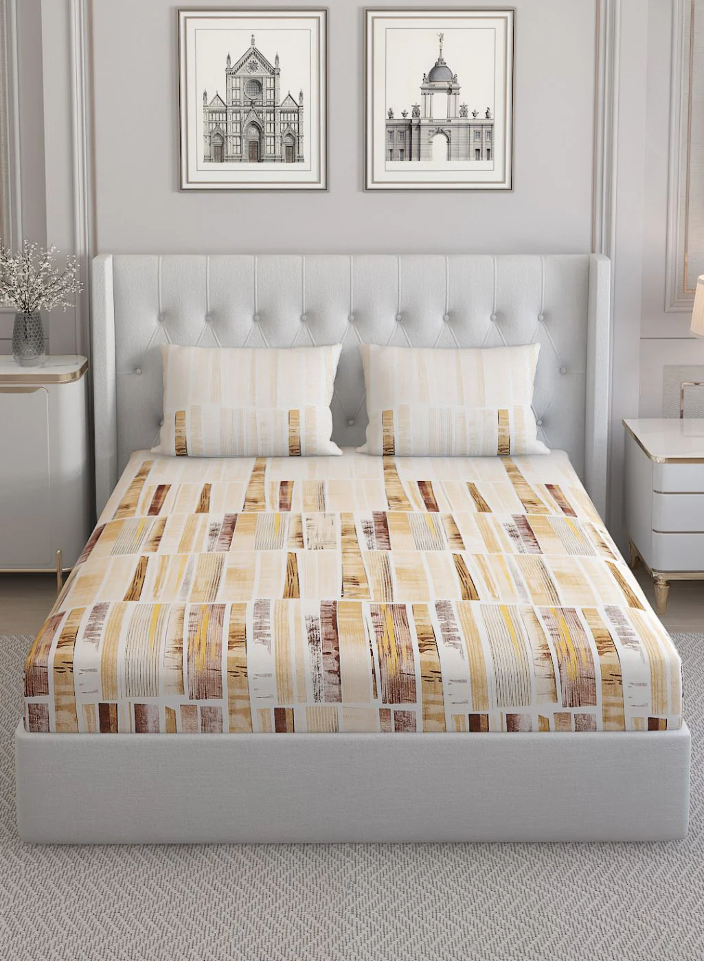 140TC Pure Cotton King Bedsheet with 2 Pillow Covers - Image 2