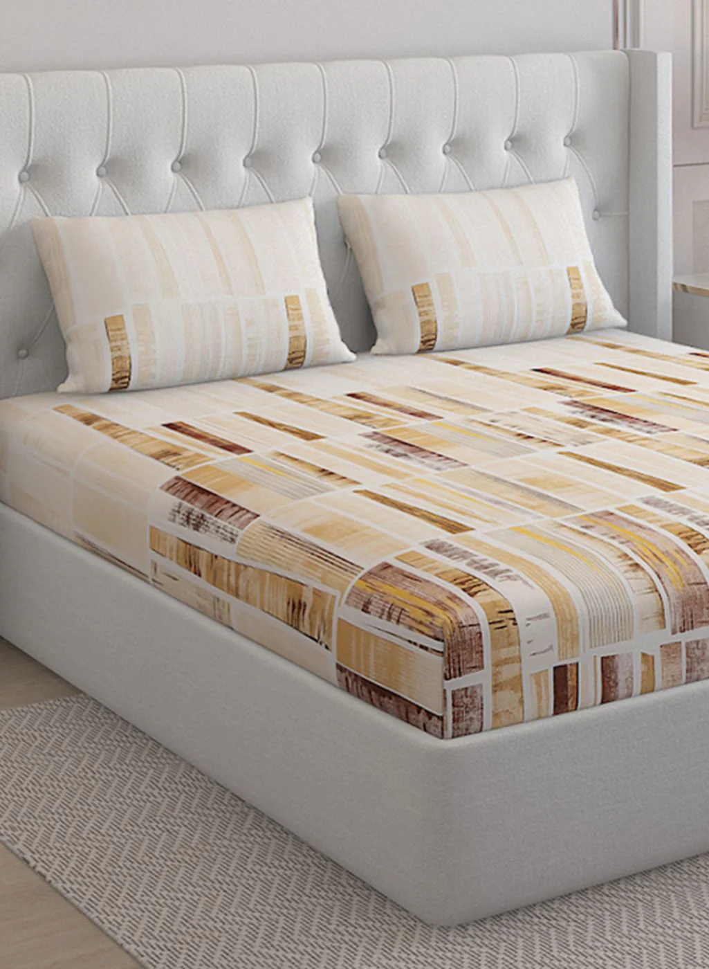 140TC Pure Cotton King Bedsheet with 2 Pillow Covers - Image 4