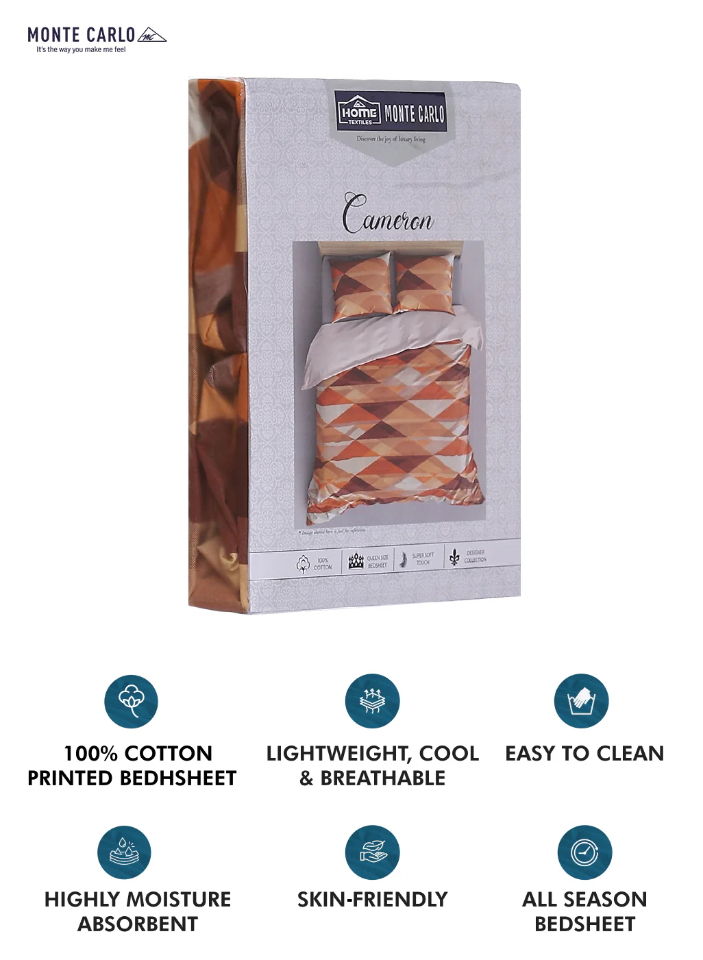 140TC Pure Cotton Queen Bedsheet with 2 Pillow Covers - Image 10