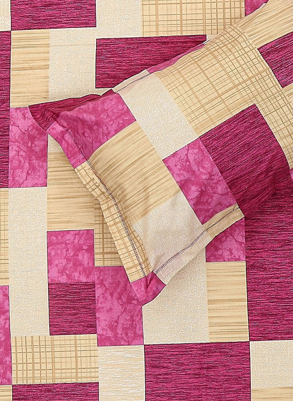 140TC Pure Cotton Queen Bedsheet with 2 Pillow Covers - Image 5