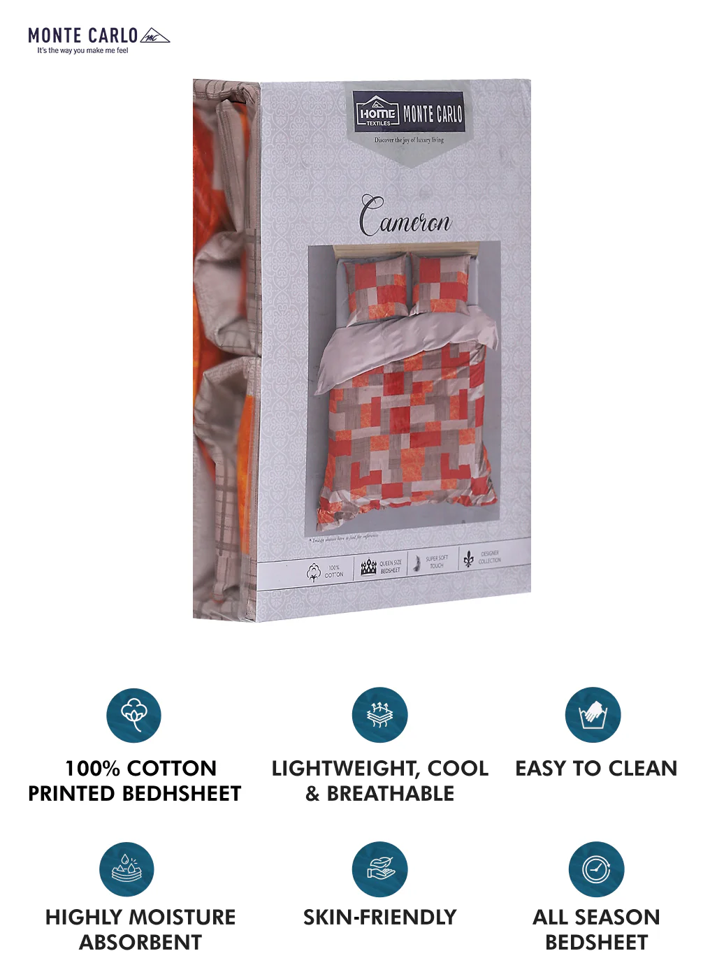 140TC Pure Cotton Queen Bedsheet with 2 Pillow Covers - Image 10