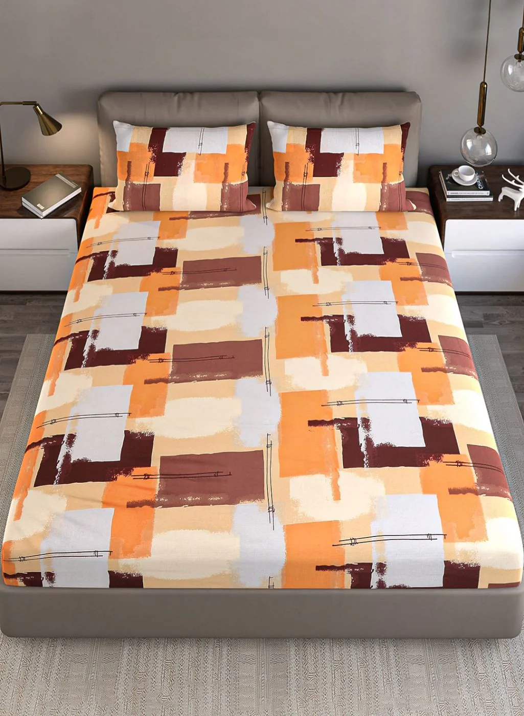 140TC Pure Cotton Queen Bedsheet with 2 Pillow Covers - Image 4