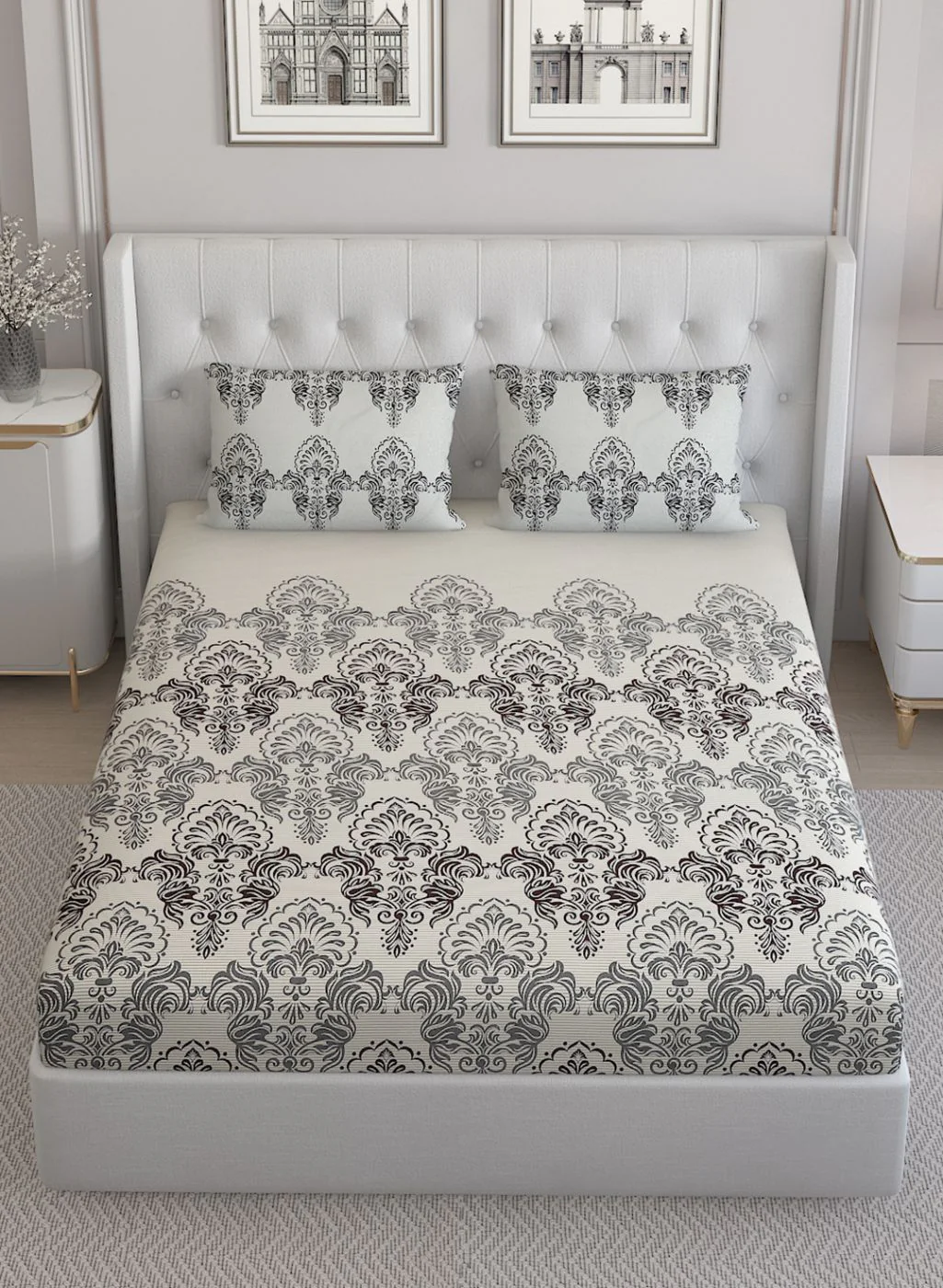 144TC Pure Cotton King Bedsheet with 2 Pillow Covers - Image 3