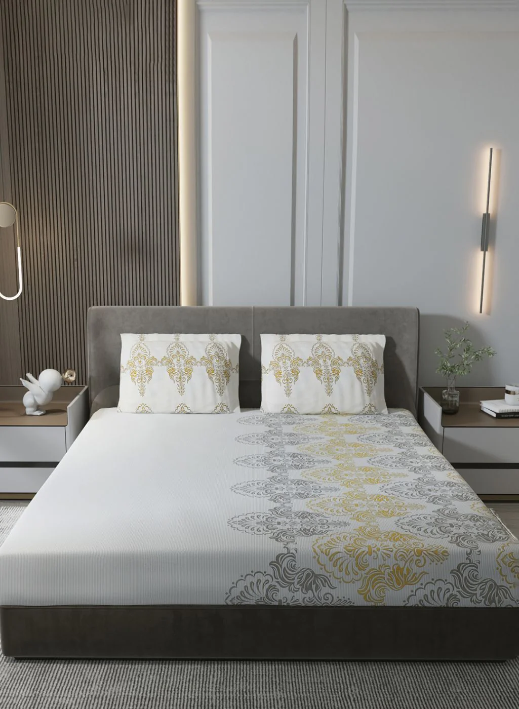 144TC Pure Cotton King Bedsheet with 2 Pillow Covers - Image 2