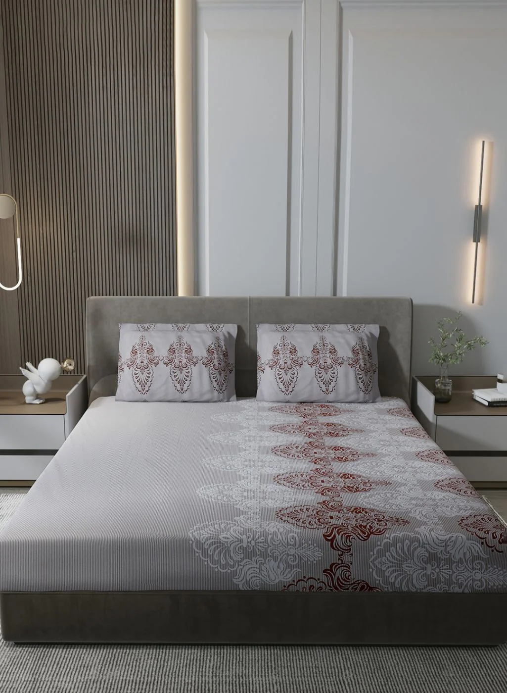 144TC Pure Cotton King Bedsheet with 2 Pillow Covers - Image 2