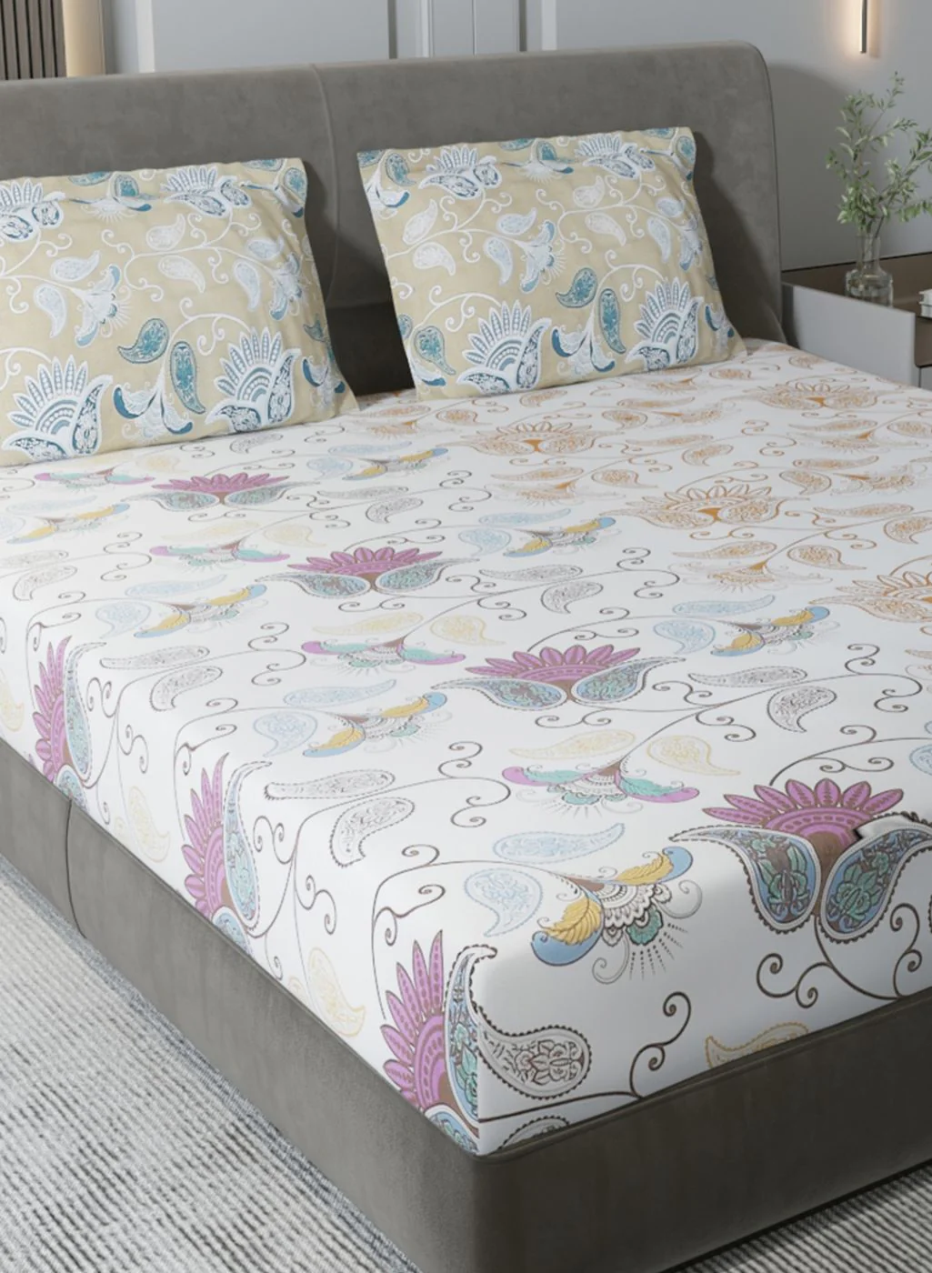 144TC Pure Cotton King Bedsheet with 2 Pillow Covers - Image 4