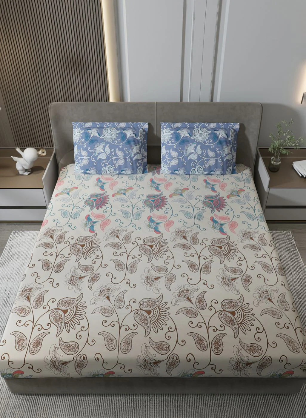 144TC Pure Cotton King Bedsheet with 2 Pillow Covers - Image 3