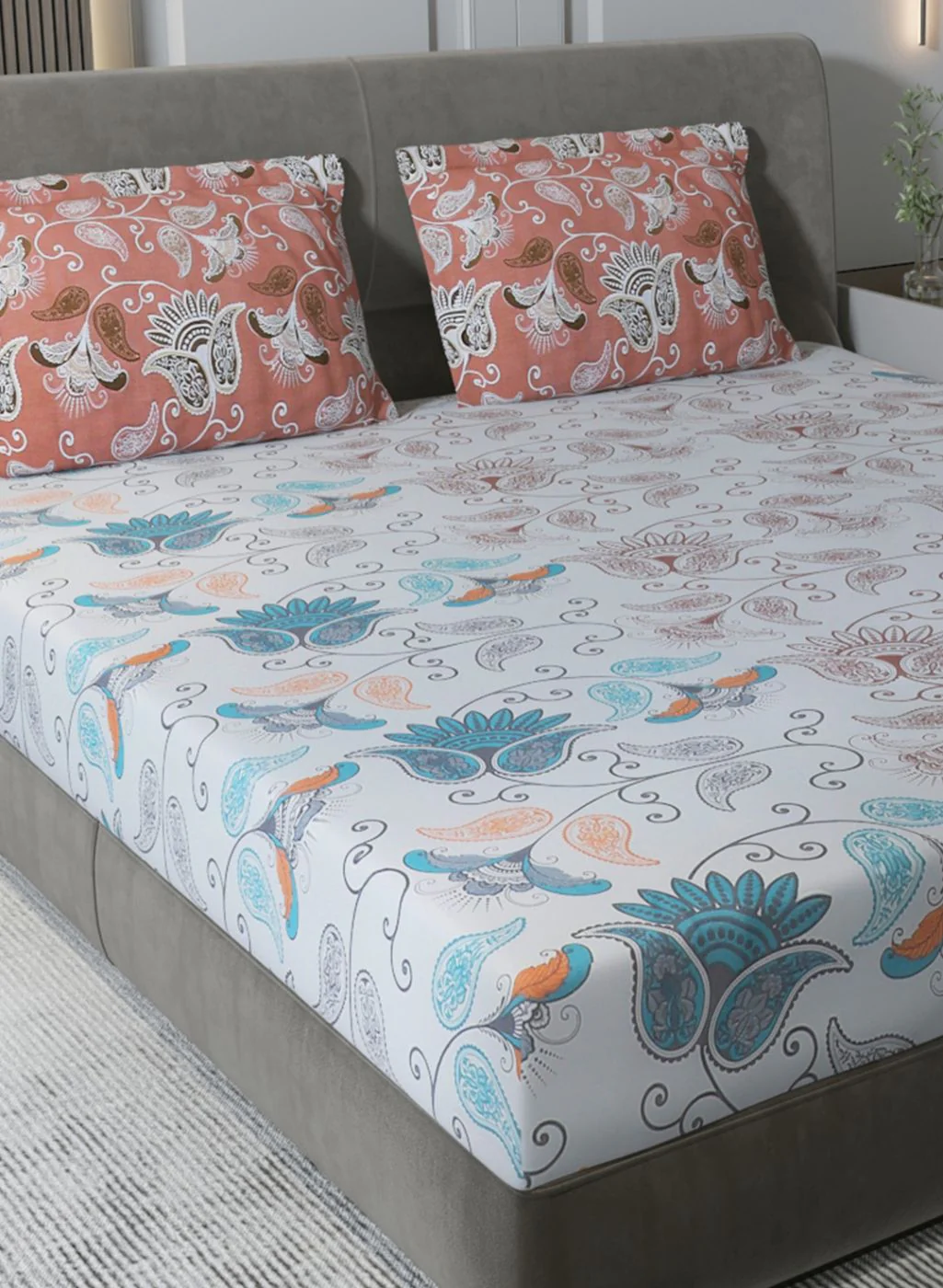 144TC Pure Cotton King Bedsheet with 2 Pillow Covers - Image 4