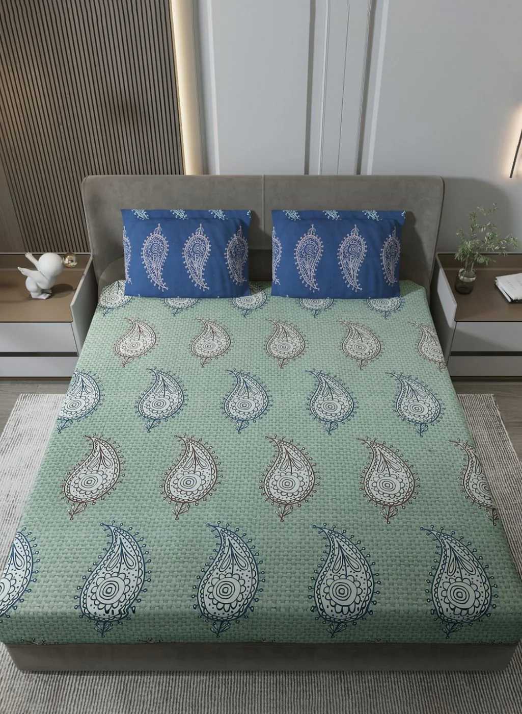 144TC Pure Cotton King Bedsheet with 2 Pillow Covers - Image 3