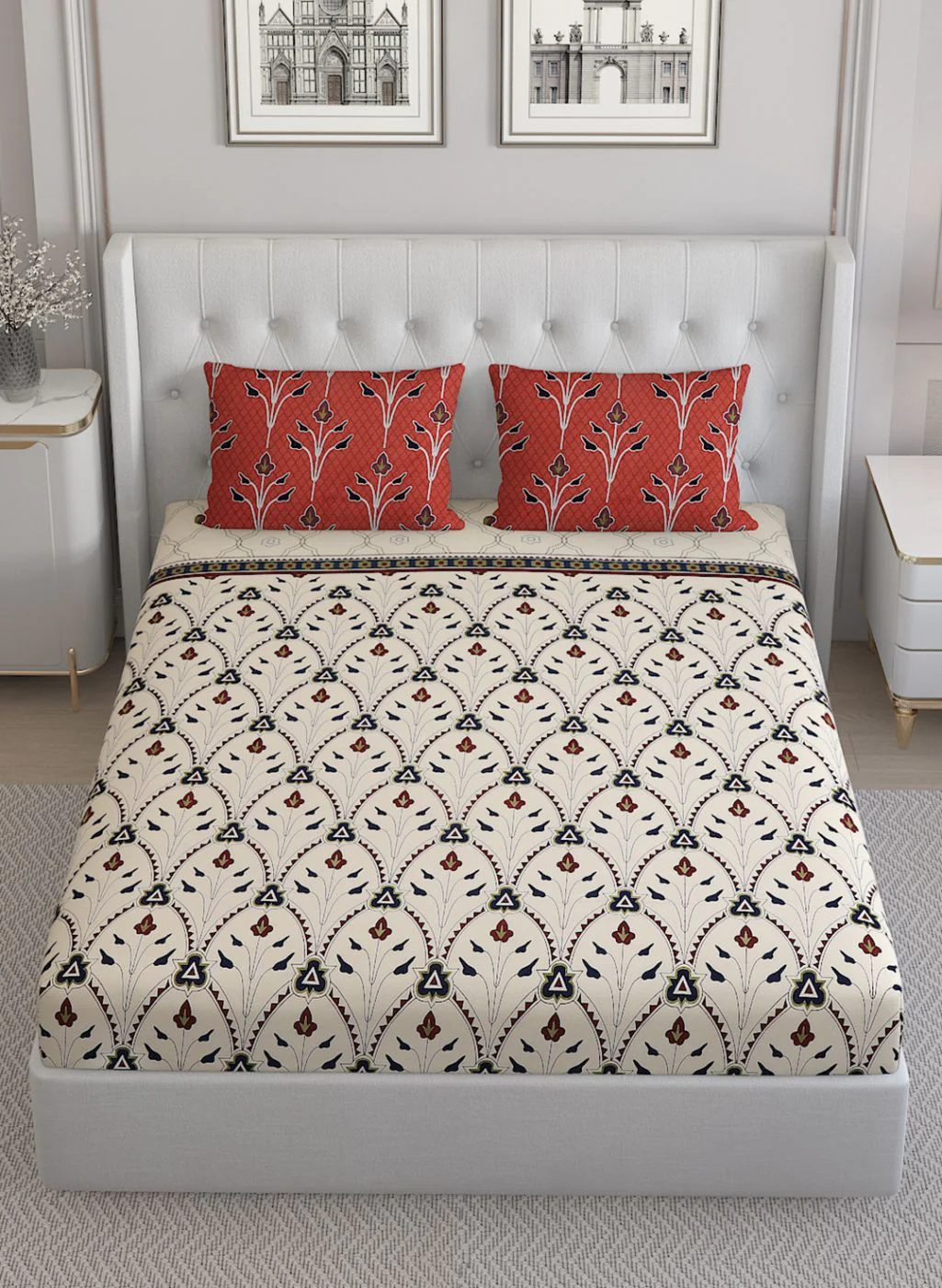 144TC Pure Cotton King Bedsheet with 2 Pillow Covers - Image 3