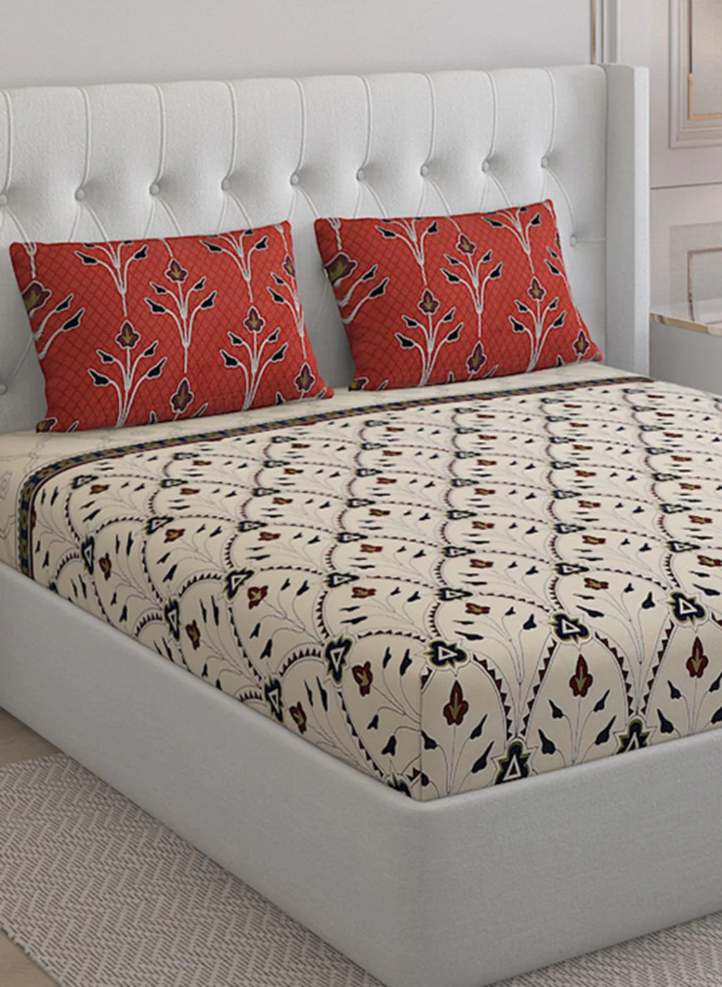 144TC Pure Cotton King Bedsheet with 2 Pillow Covers - Image 4