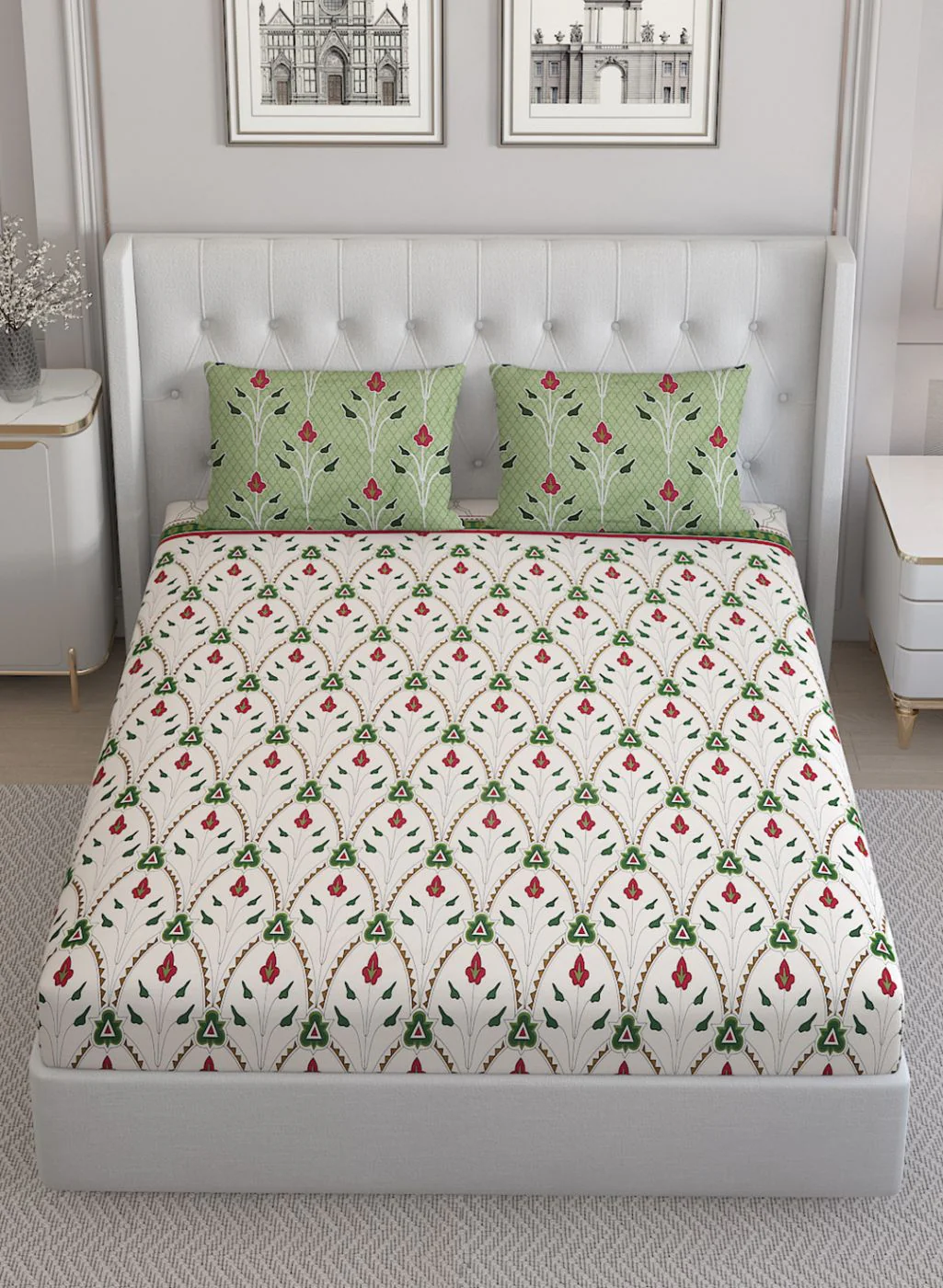144TC Pure Cotton King Bedsheet with 2 Pillow Covers - Image 3