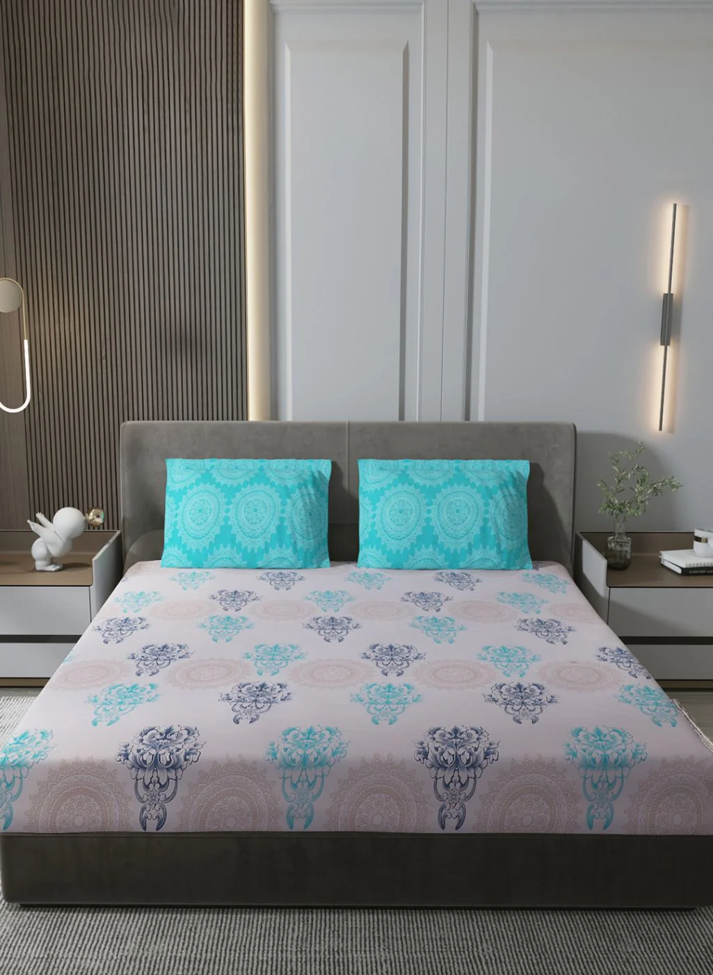 144TC Pure Cotton King Bedsheet with 2 Pillow Covers - Image 3