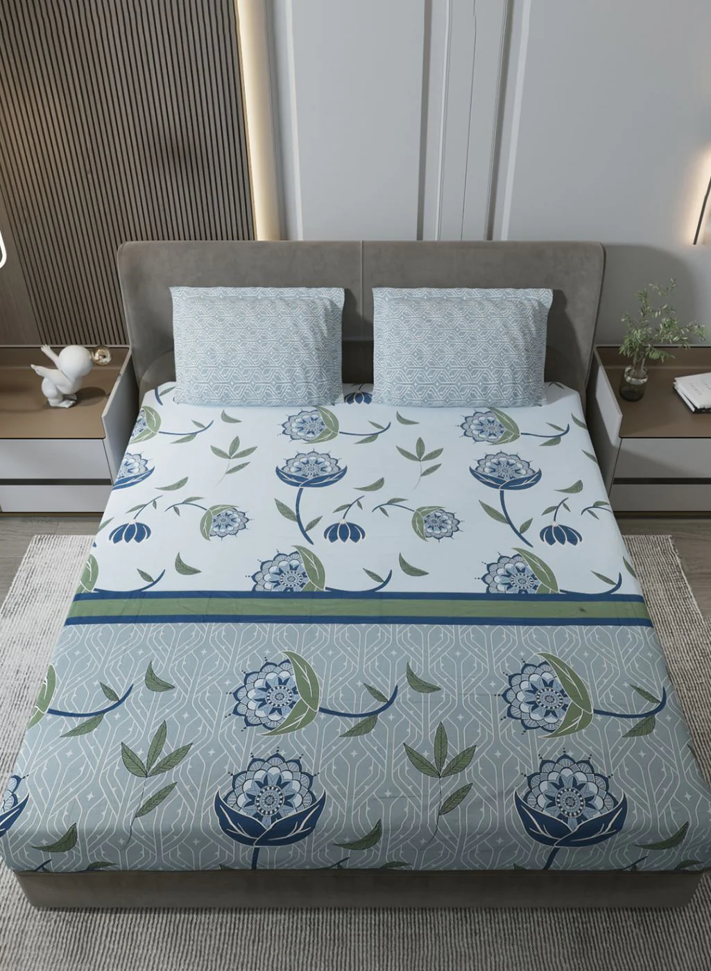 144TC Pure Cotton King Bedsheet with 2 Pillow Covers - Image 3