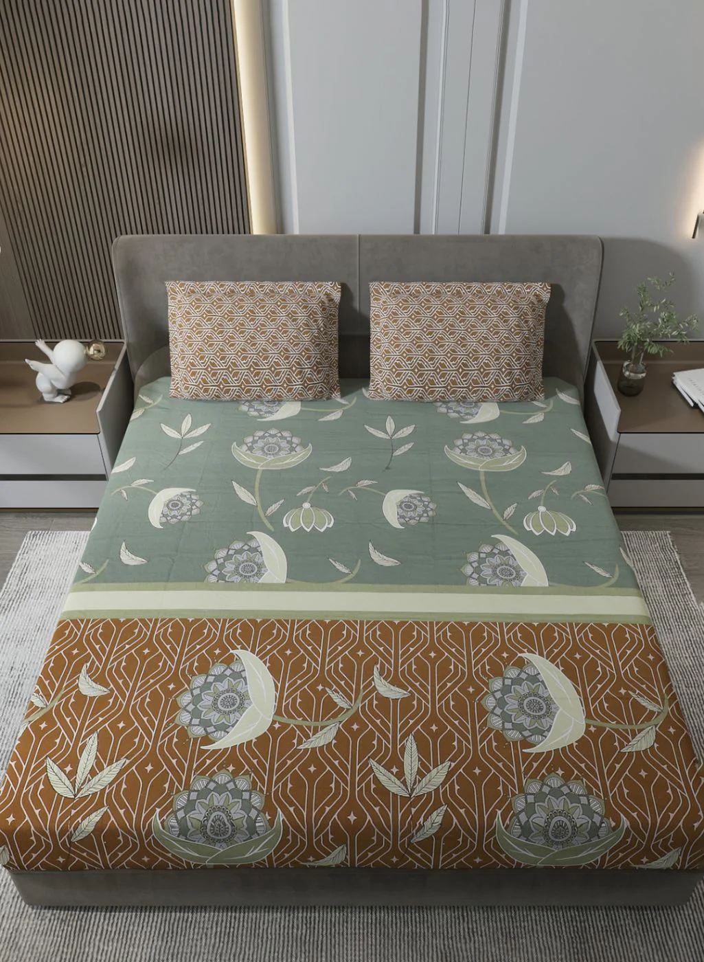 144TC Pure Cotton King Bedsheet with 2 Pillow Covers - Image 3
