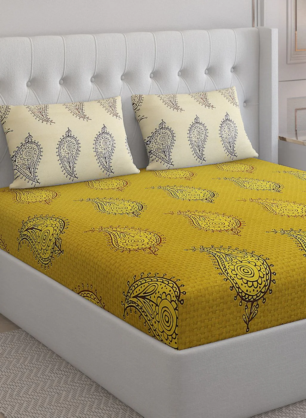 144TC Pure Cotton King Bedsheet with 2 Pillow Covers - Image 4