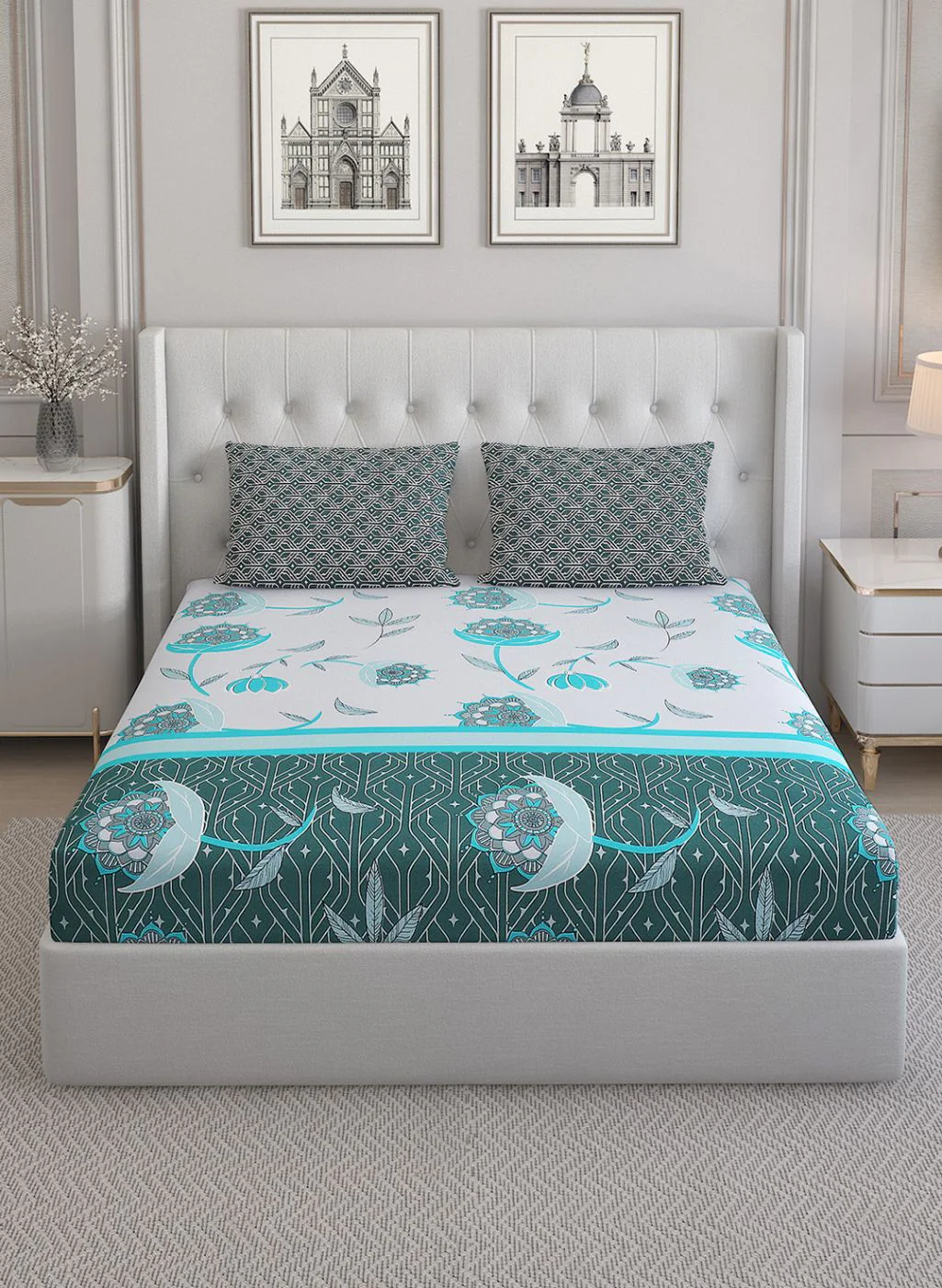 144TC Pure Cotton King Bedsheet with 2 Pillow Covers - Image 3