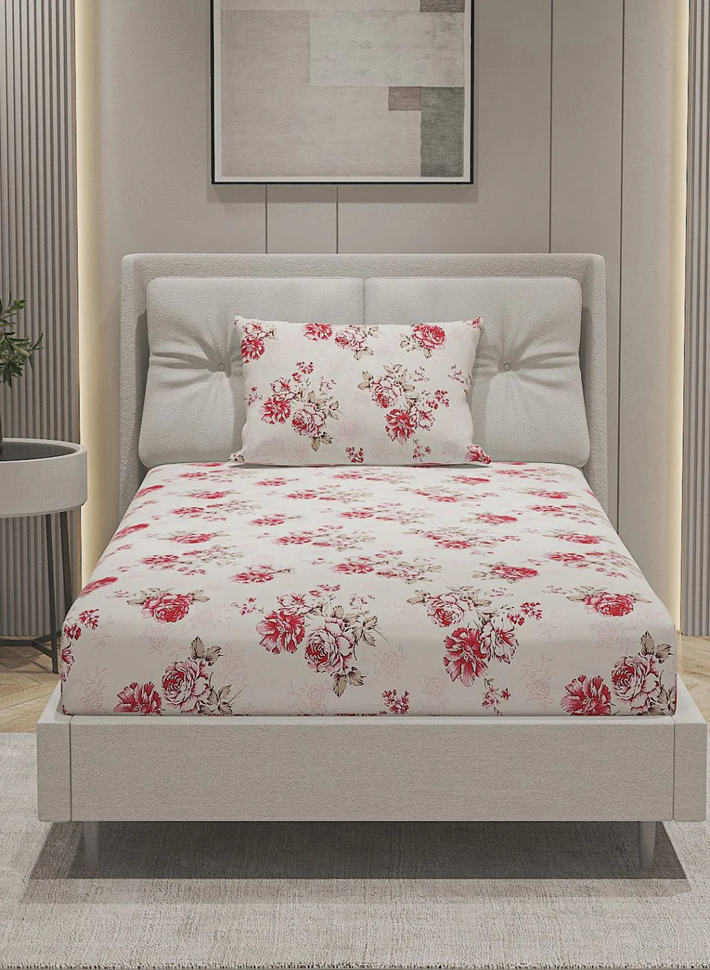 144TC Pure Cotton Single Bedsheet with 1 Pillow Covers - Image 2