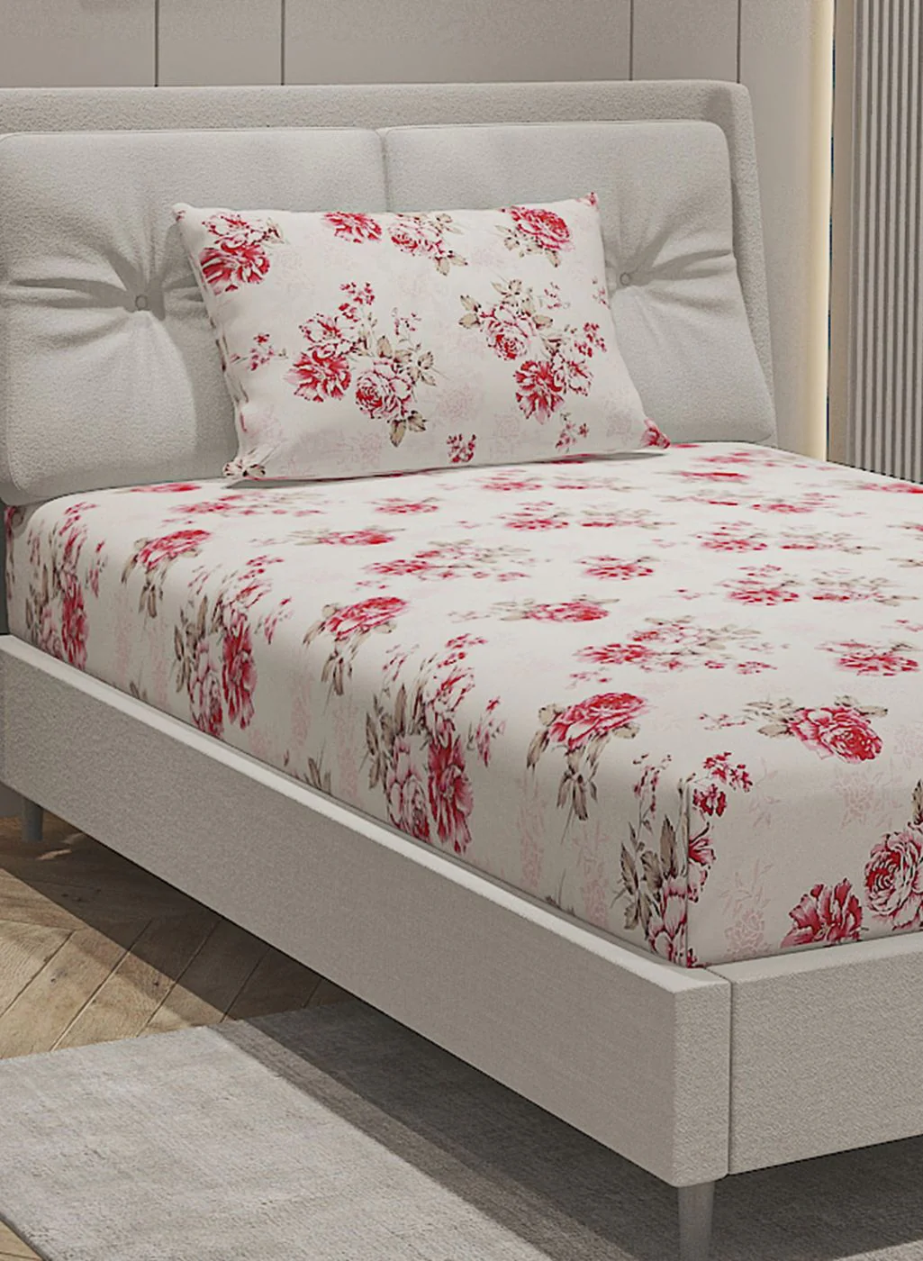 144TC Pure Cotton Single Bedsheet with 1 Pillow Covers - Image 4