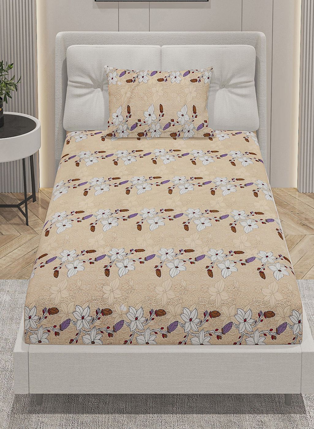 144TC Pure Cotton Single Bedsheet with 1 Pillow Covers - Image 3
