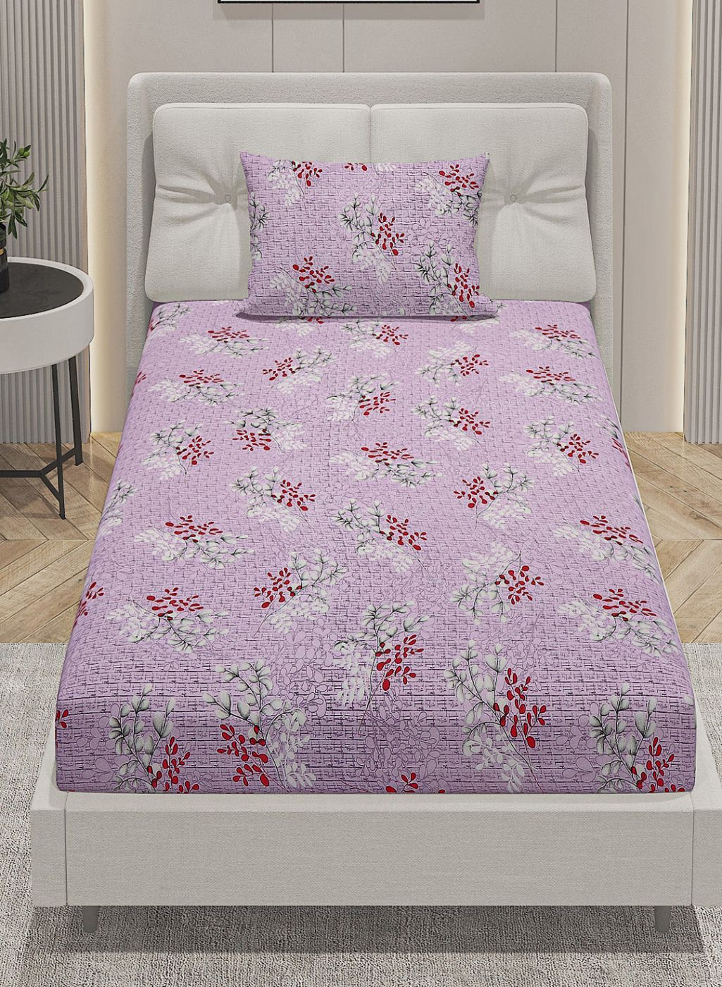 144TC Pure Cotton Single Bedsheet with 1 Pillow Covers - Image 3