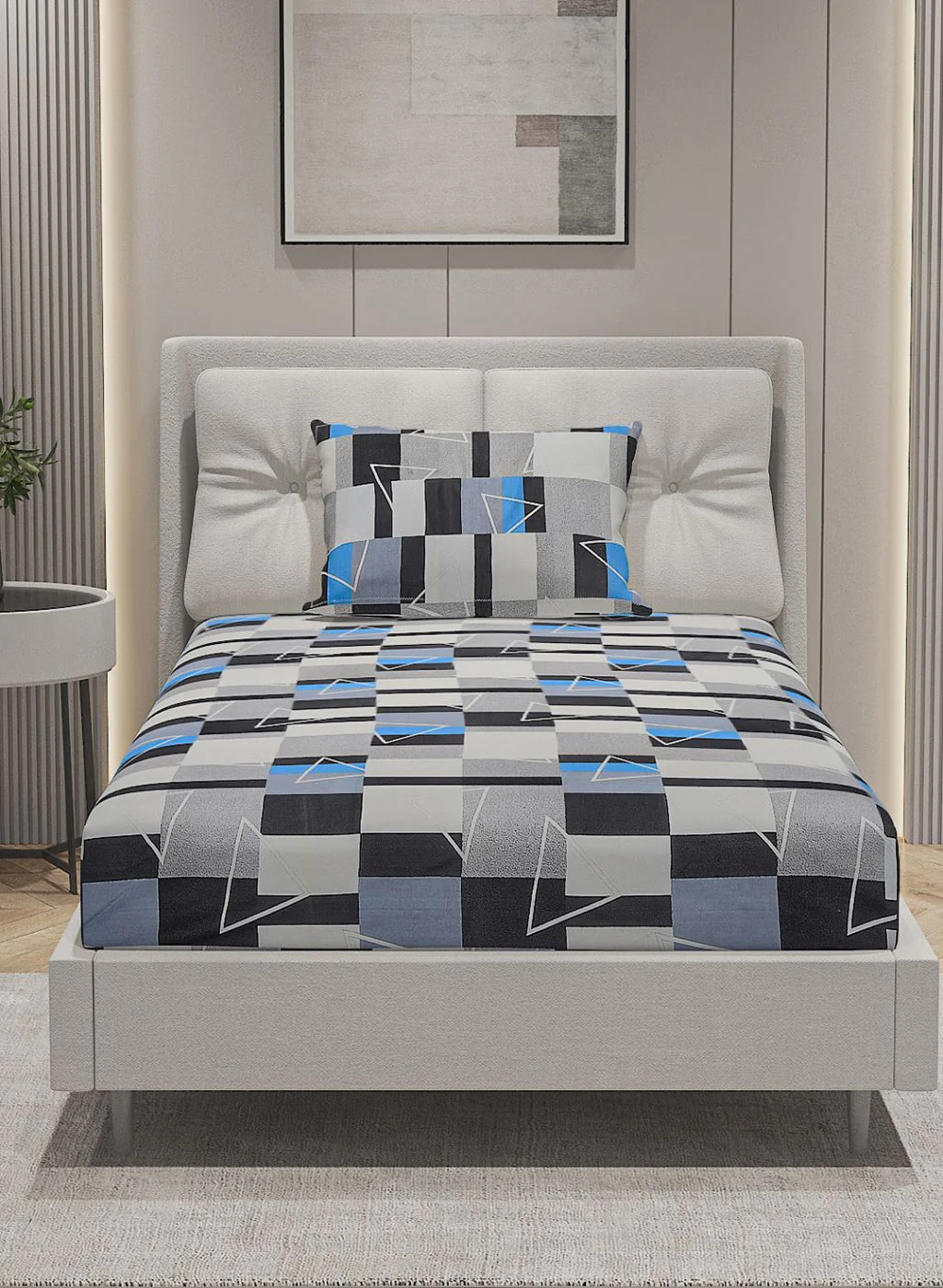 144TC Pure Cotton Single Bedsheet with 1 Pillow Covers - Image 2