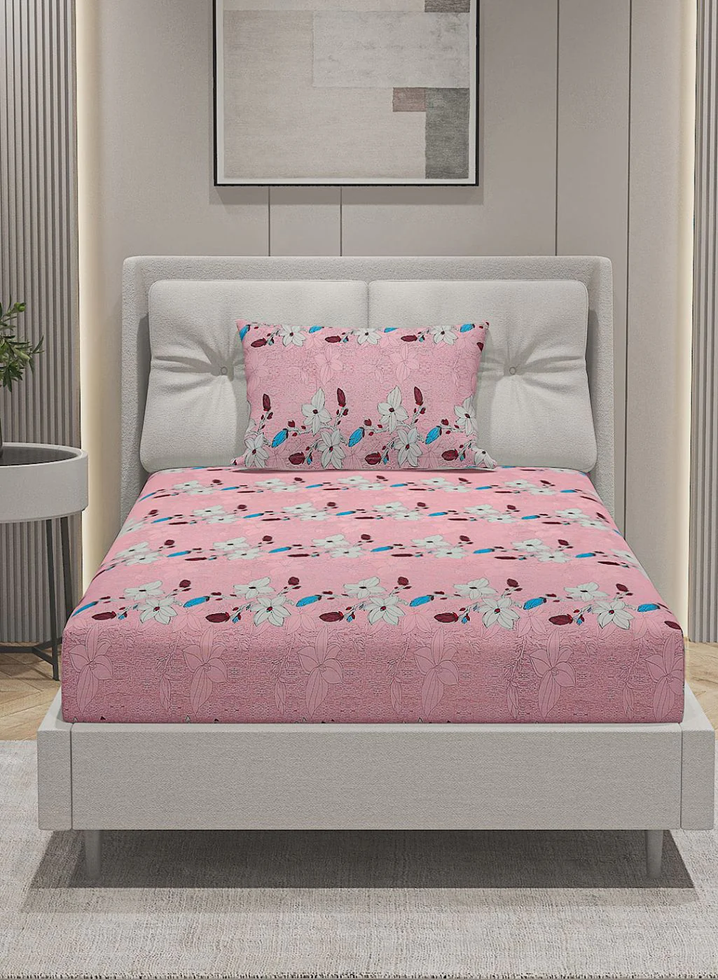 144TC Pure Cotton Single Bedsheet with 1 Pillow Covers - Image 2