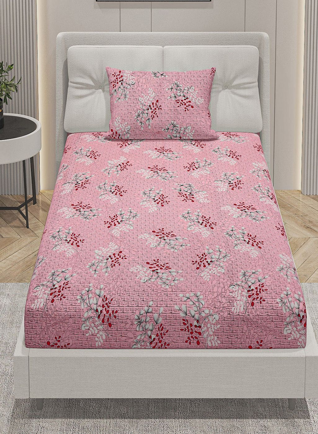 144TC Pure Cotton Single Bedsheet with 1 Pillow Covers - Image 3