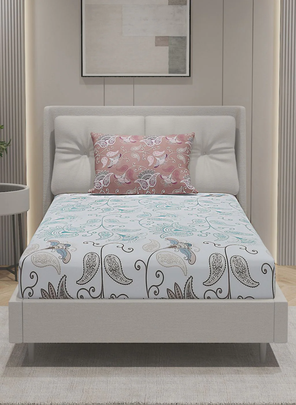 144TC Pure Cotton Single Bedsheet with 1 Pillow Covers - Image 3
