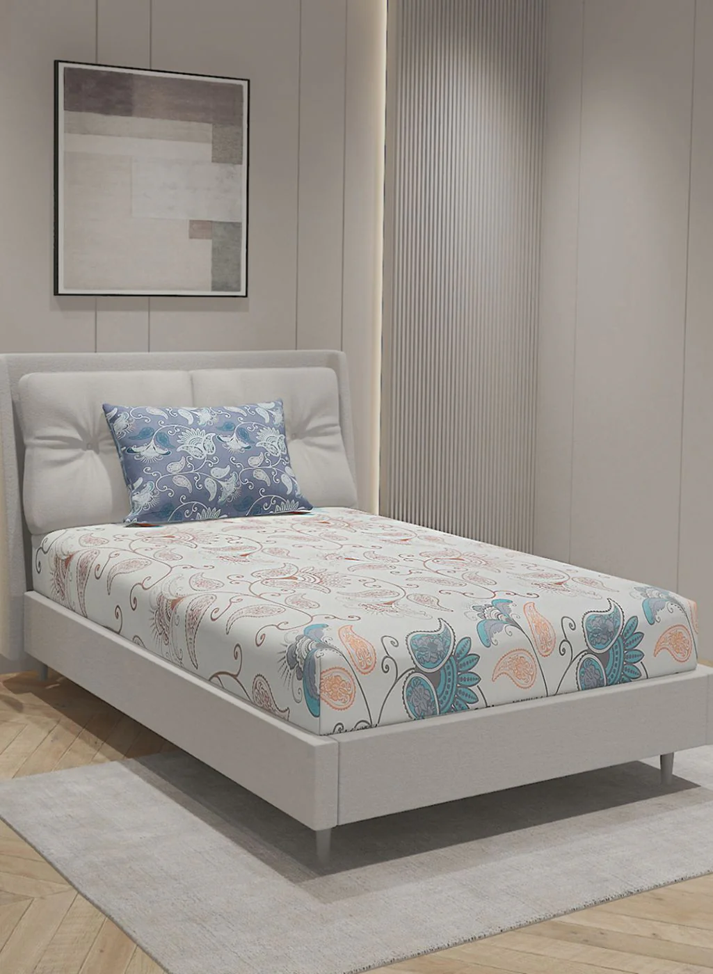 144TC Pure Cotton Single Bedsheet with 1 Pillow Covers - Image 2