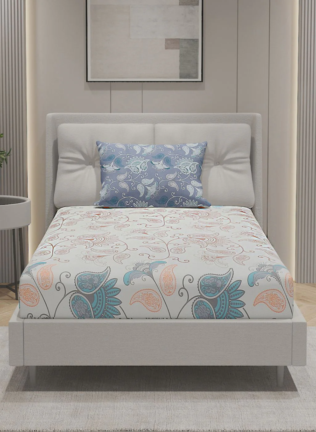 144TC Pure Cotton Single Bedsheet with 1 Pillow Covers - Image 3