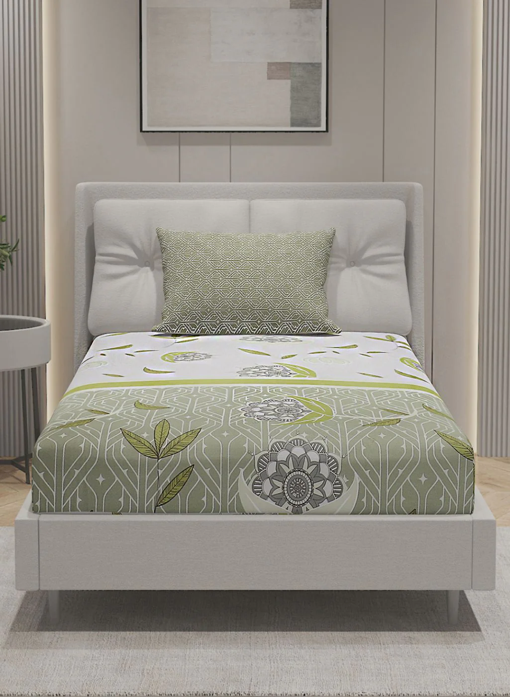 144TC Pure Cotton Single Bedsheet with 1 Pillow Covers - Image 3