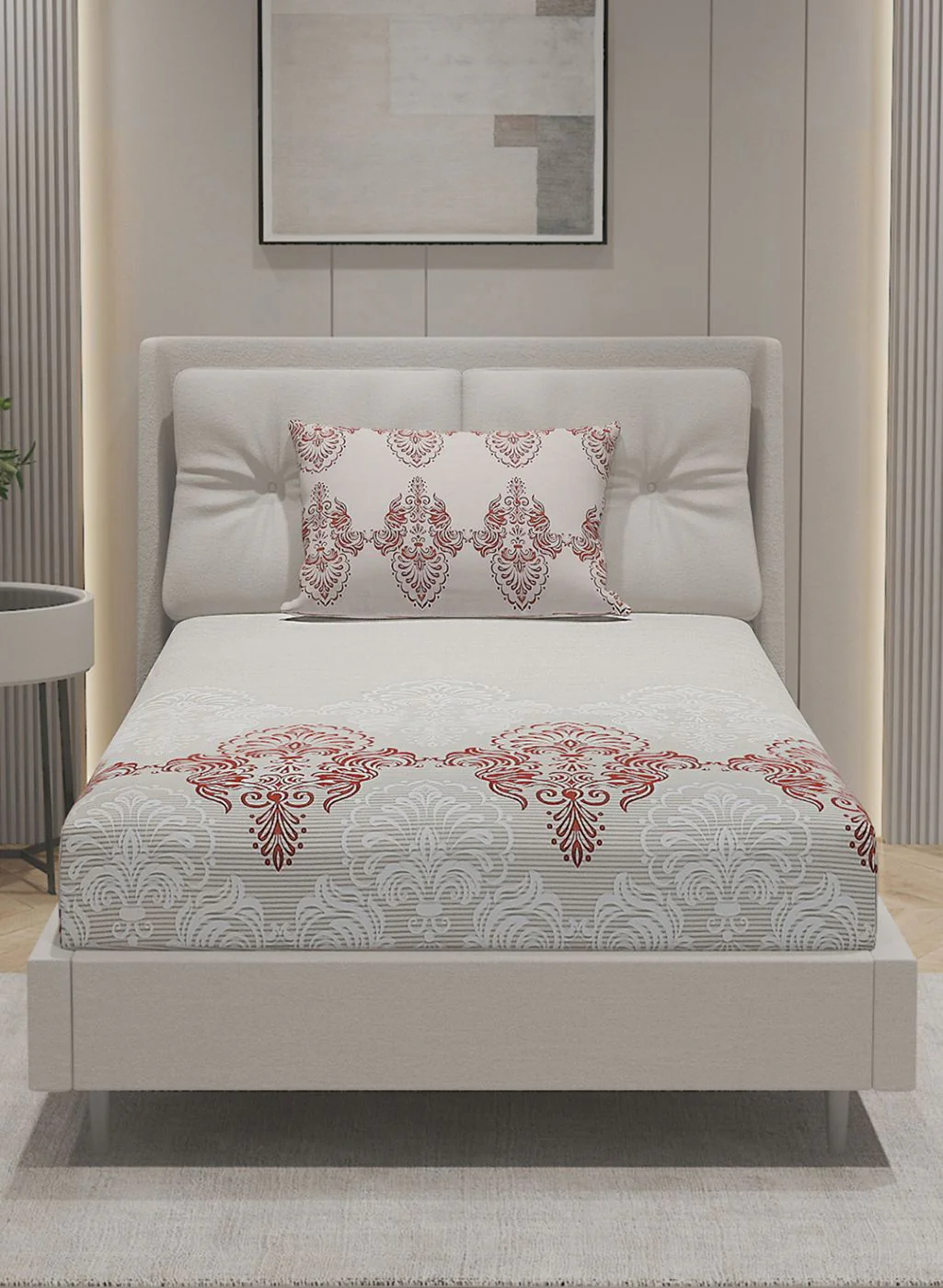 144TC Pure Cotton Single Bedsheet with 1 Pillow Covers - Image 3