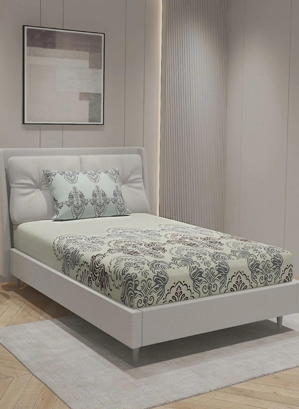 144TC Pure Cotton Single Bedsheet with 1 Pillow Covers - Image 2