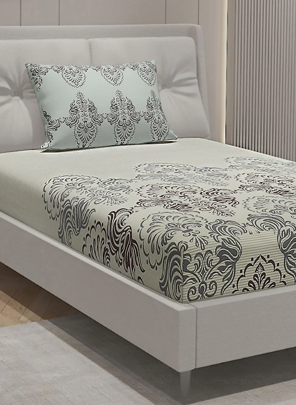 144TC Pure Cotton Single Bedsheet with 1 Pillow Covers - Image 4