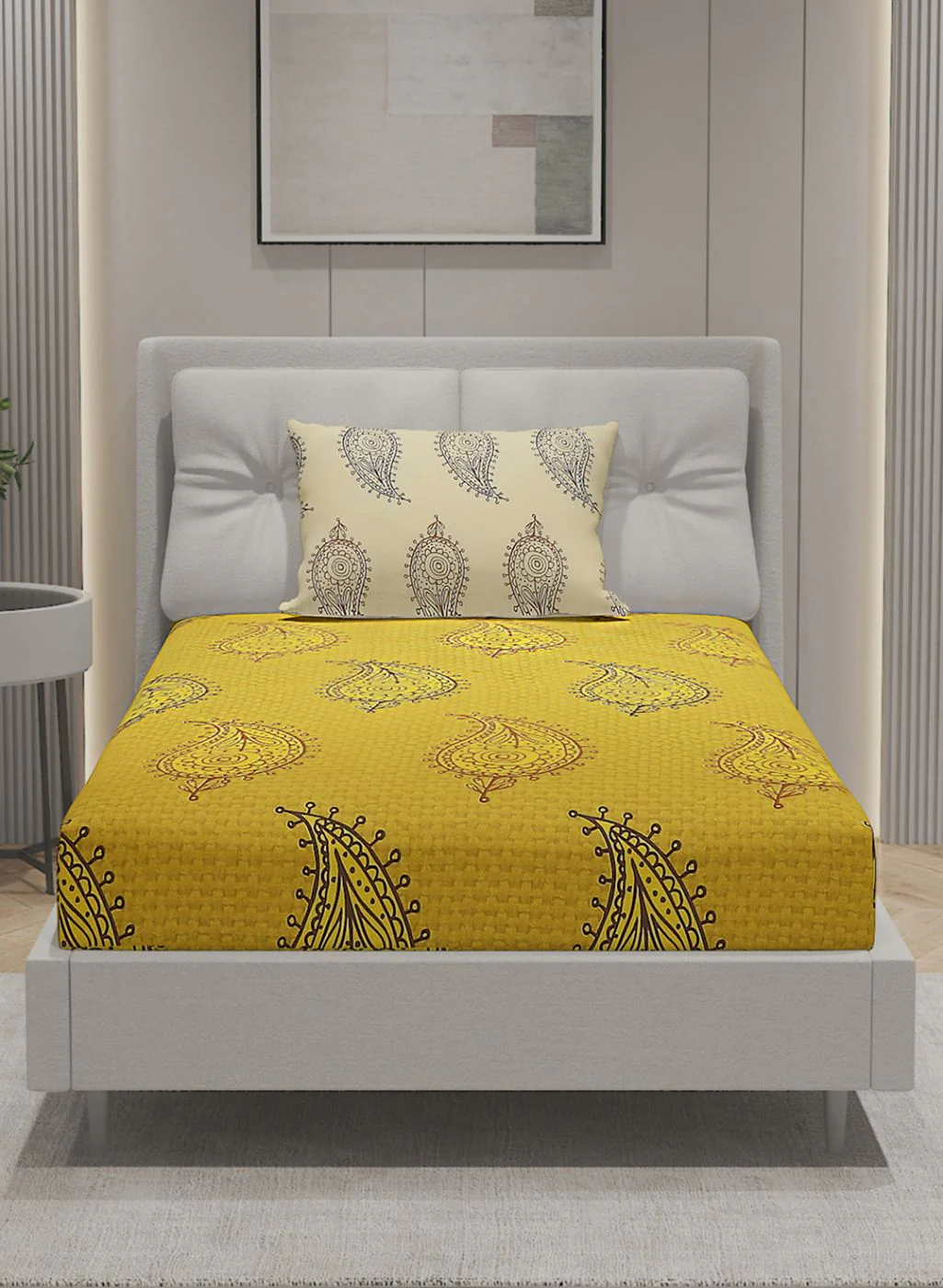 144TC Pure Cotton Single Bedsheet with 1 Pillow Covers - Image 3
