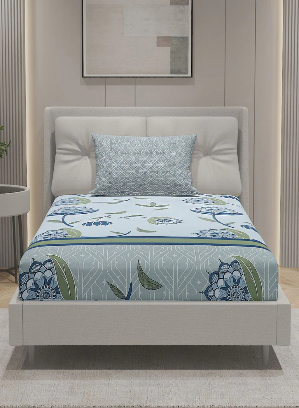 144TC Pure Cotton Single Bedsheet with 1 Pillow Covers - Image 3