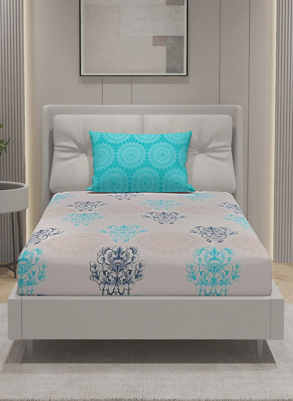 144TC Pure Cotton Single Bedsheet with 1 Pillow Covers - Image 3