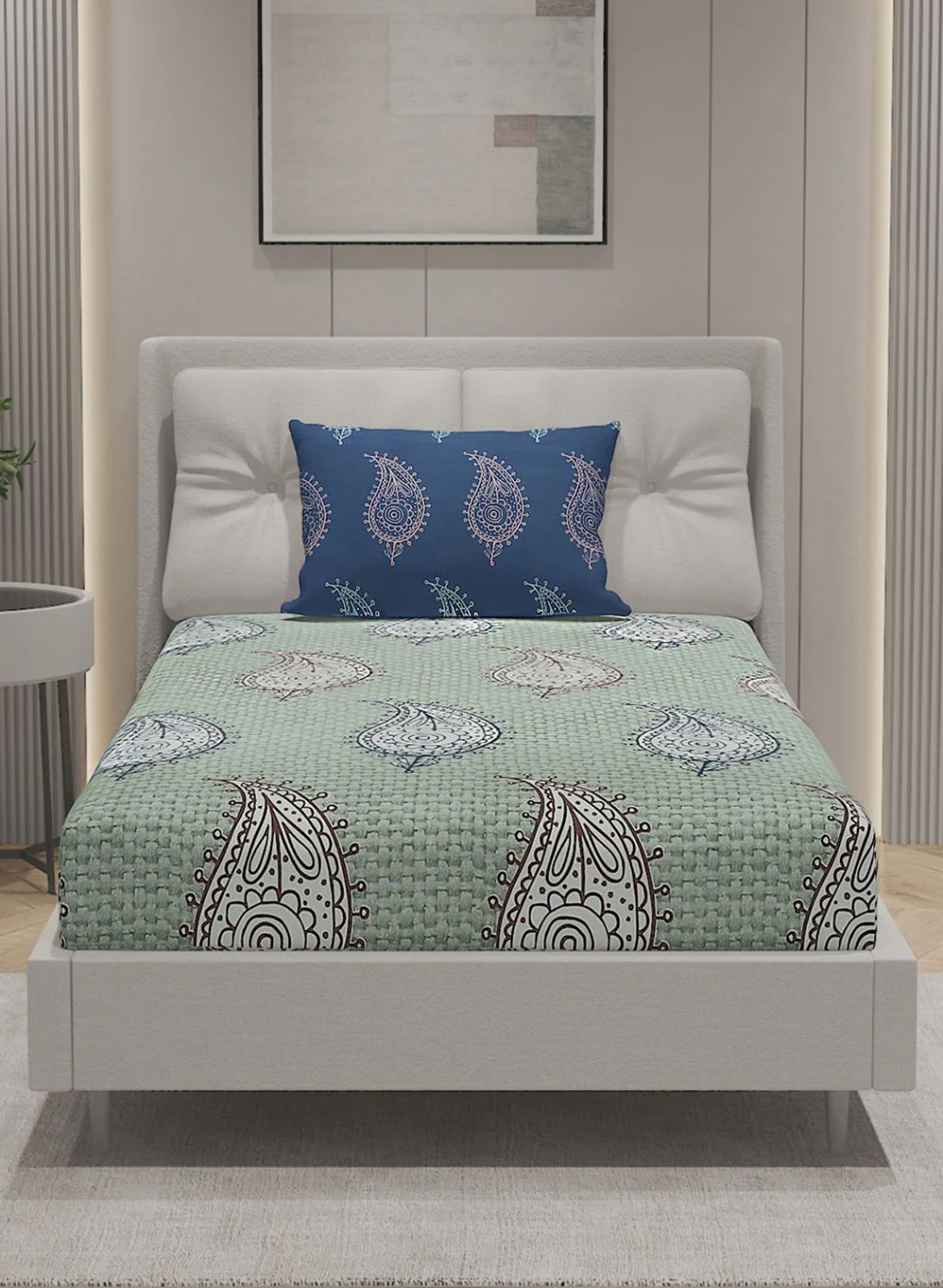 144TC Pure Cotton Single Bedsheet with 1 Pillow Covers - Image 3