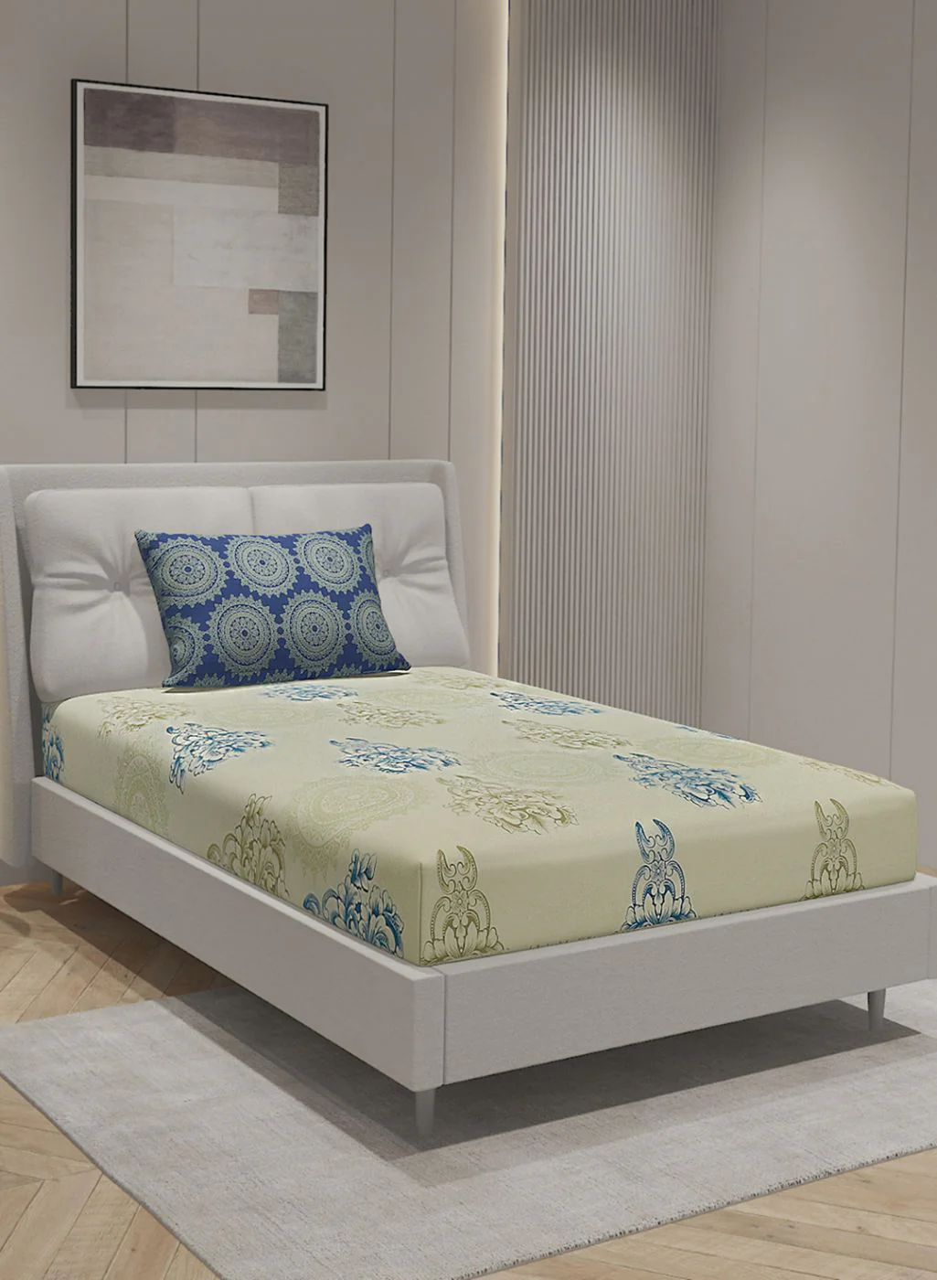 144TC Pure Cotton Single Bedsheet with 1 Pillow Covers - Image 2