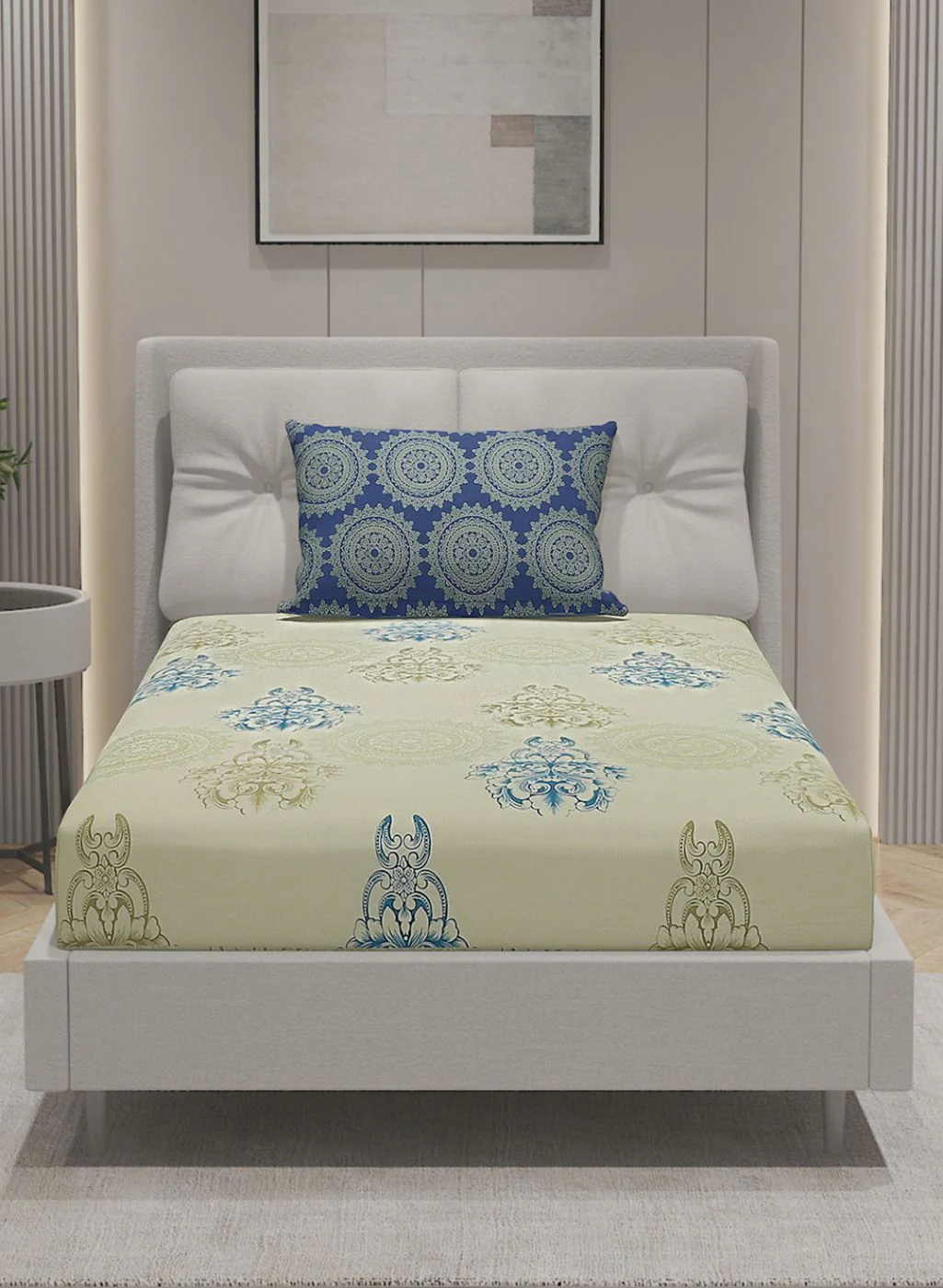 144TC Pure Cotton Single Bedsheet with 1 Pillow Covers - Image 3