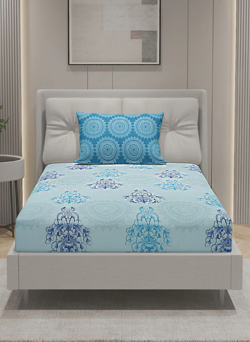 144TC Pure Cotton Single Bedsheet with 1 Pillow Covers - Image 3