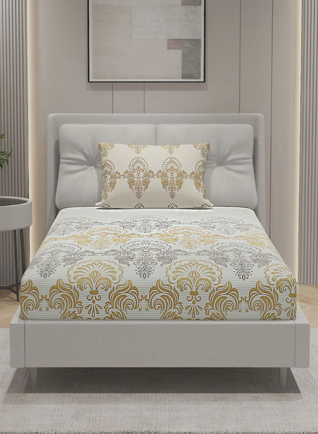 144TC Pure Cotton Single Bedsheet with 1 Pillow Covers - Image 4