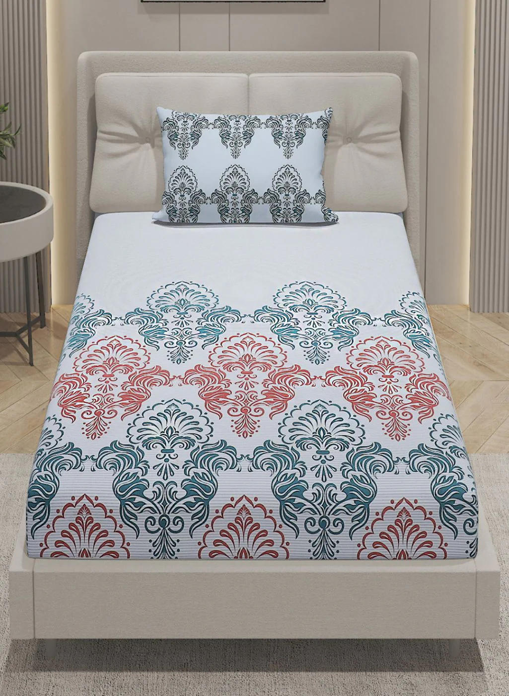 144TC Pure Cotton Single Bedsheet with 1 Pillow Covers - Image 3
