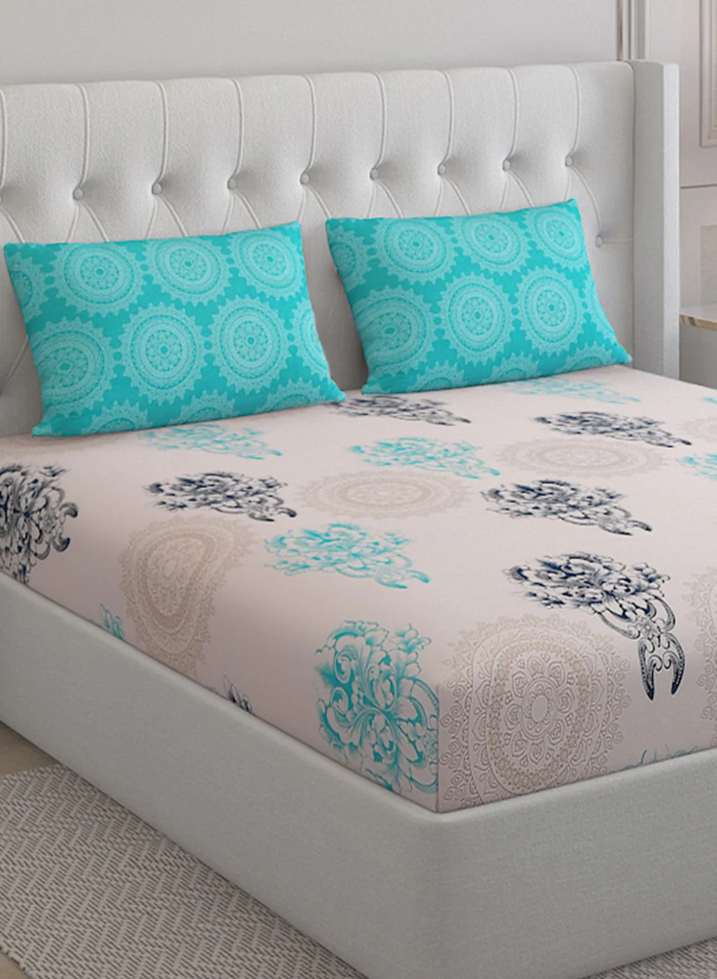 144TC Pure Cotton Single Bedsheet with 2 Pillow Covers - Image 4