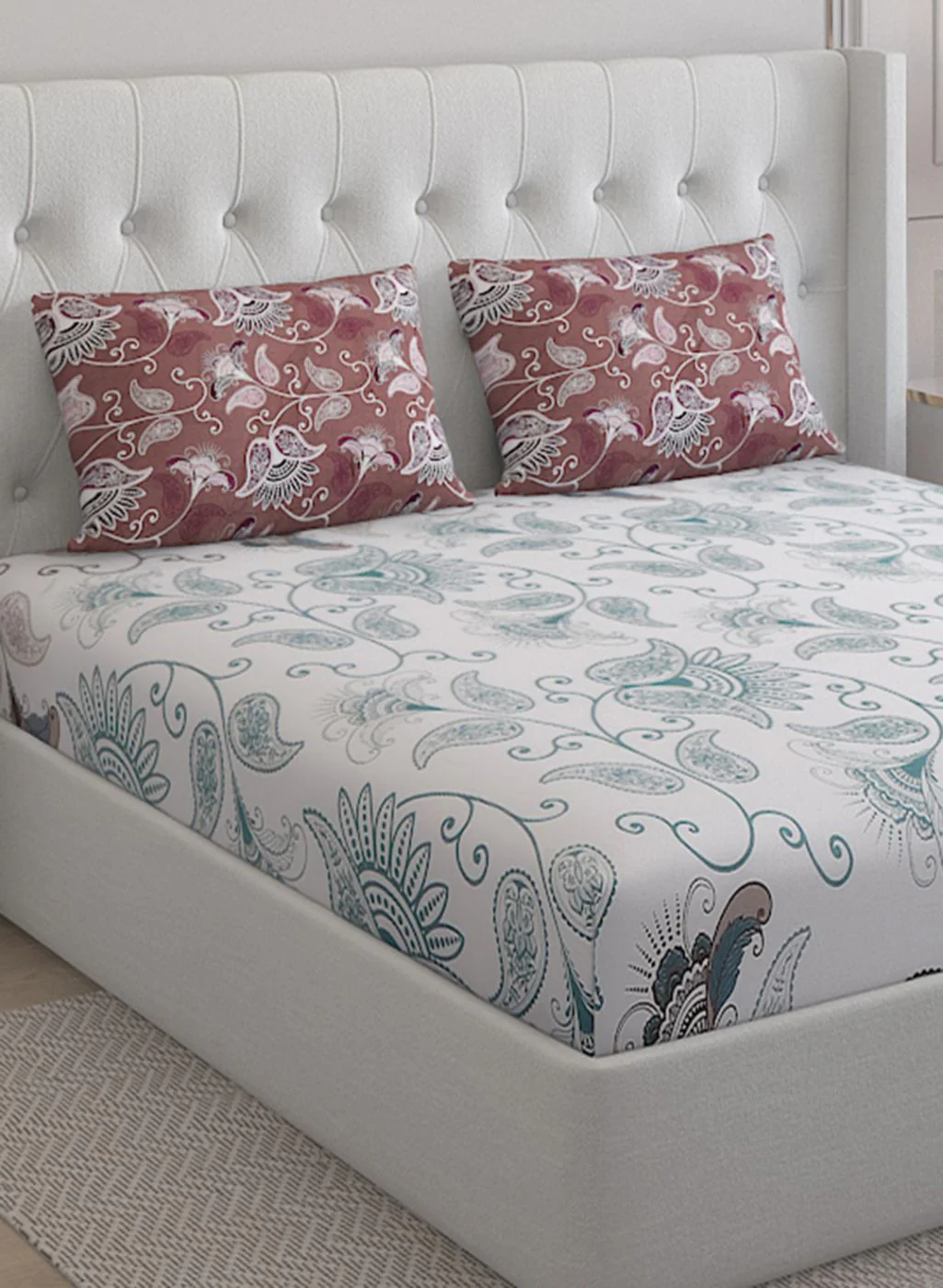 144TC Pure Cotton Single Bedsheet with 2 Pillow Covers - Image 4